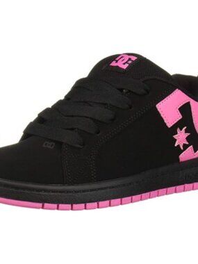 DC - Girls Court Graffik Lowtop Shoes, 5.5 US big kid, color black/pink.